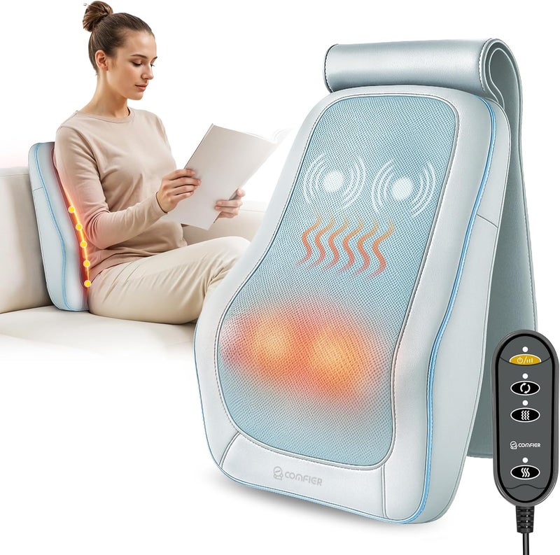 COMFIER Shiatsu Back Massager with Heat, Deep Kneading Neck & Back Massager, Adjustable Intensity Heated Massage Pillow for Shoulder, Lower Back, Lumbar, Gift for Men & Women - Image 1